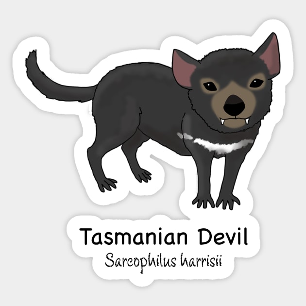 Endangered animals of Australia - Tasmanian Devil (Sarcophilus harrisii) Sticker by StephJChild